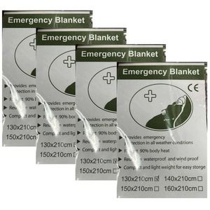 (4-PK) Emergency Blankets 51.18" x 82.68" (130x210cm) Must For Camping / Hiking